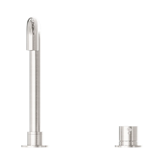 Mecca Hob Basin Mixer Square Swivel Spout Brushed Nickel