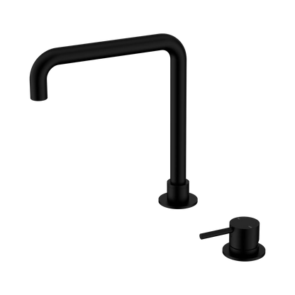 Mecca Hob Basin Mixer Square Swivel Spout Matte Black