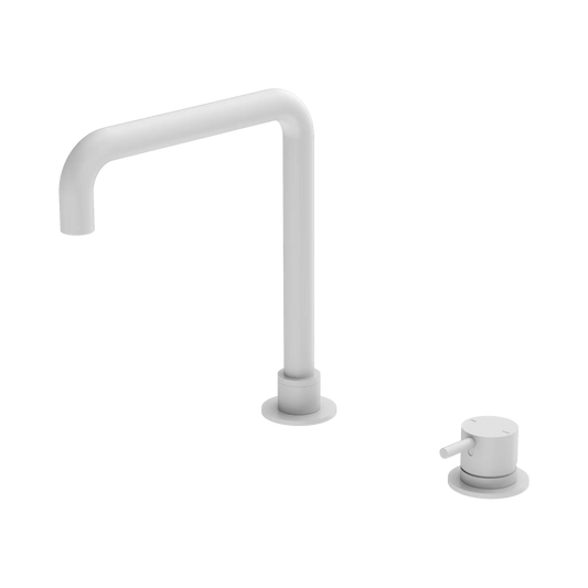 Mecca Hob Basin Mixer Square Swivel Spout Matte White