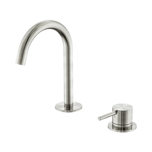 Mecca Hob Baisn Mixer Set Arc Spout Brushed Nickel