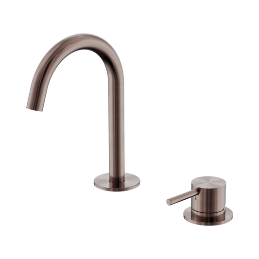 Mecca Hob Baisn Mixer Set Arc Spout Brushed Bronze