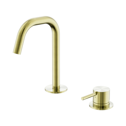 Mecca Hob Baisn Mixer Set Edge Spout Brushed Gold