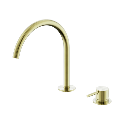 Mecca Hob Bath/Kitchen Mixer Set Arc Spout Brushed Gold