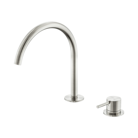 Mecca Hob Bath/Kitchen Mixer Set Arc Spout Brushed Nickel