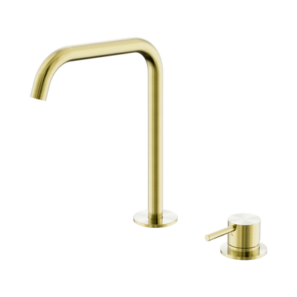 Mecca Hob Bath/Kitchen Mixer Set Edge Spout Brushed Gold