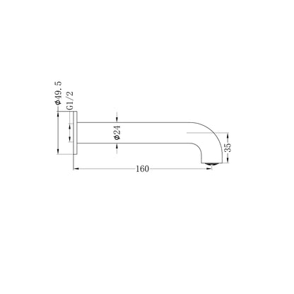 Mecca Basin/Bath Spout Only 160MM Matte Black