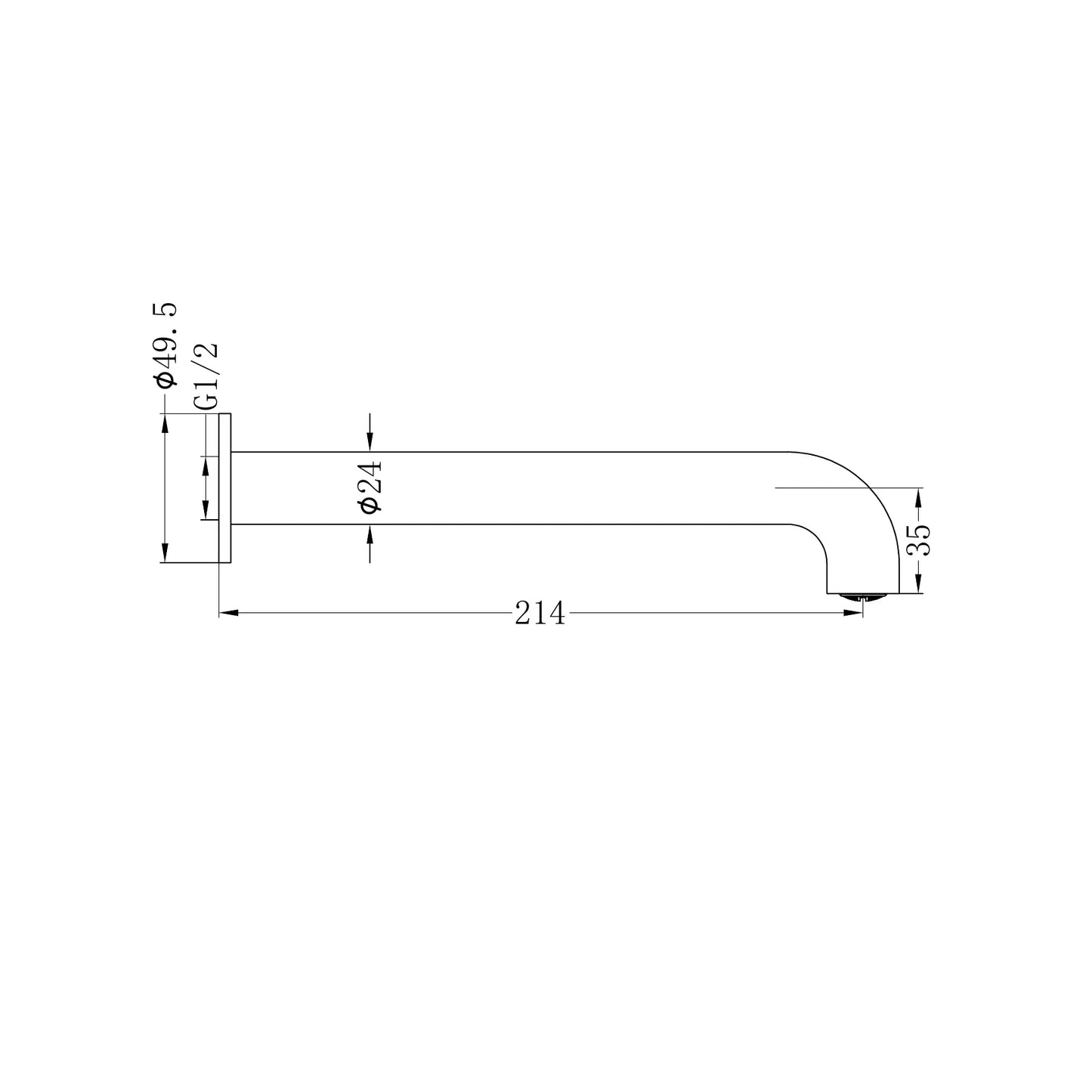 Mecca Basin/Bath Spout Only 215mm Brushed Bronze