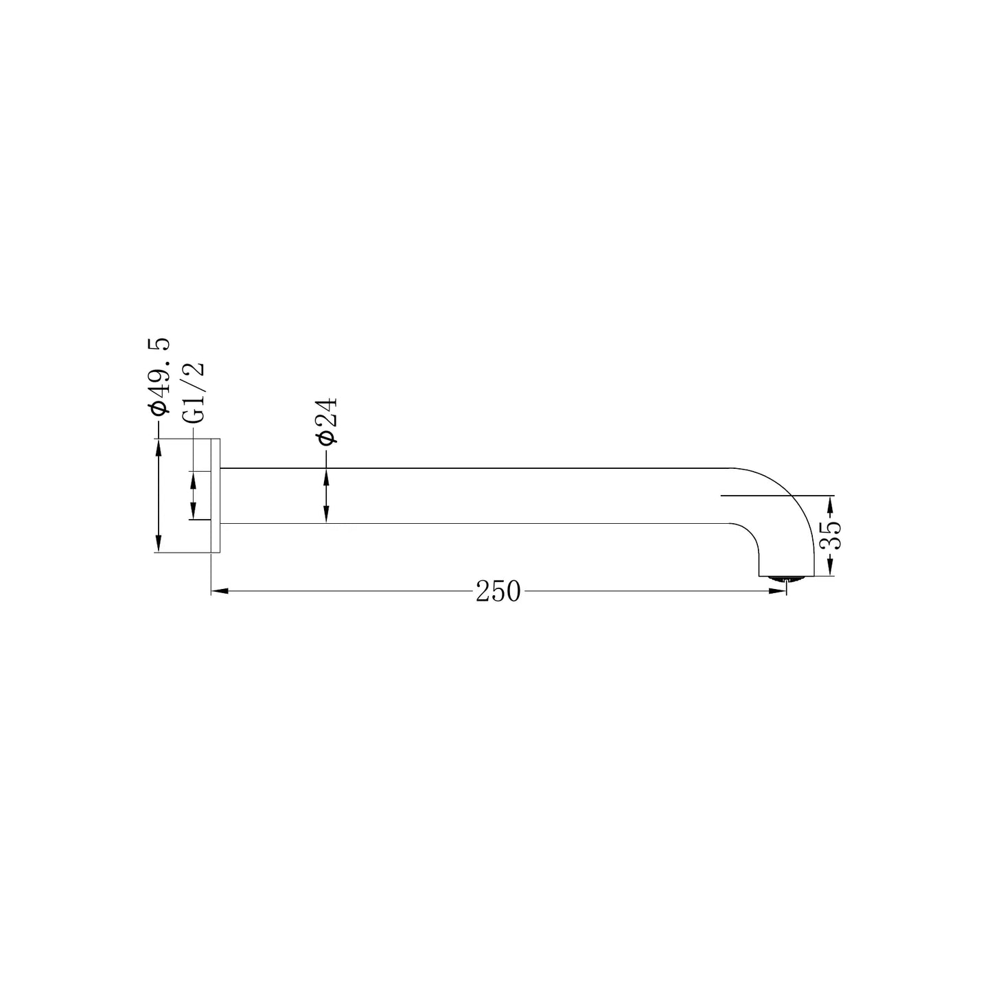 Mecca Basin/Bath Spout Only 250mm Matte White
