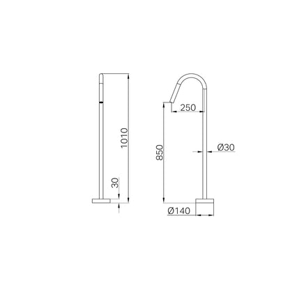 Mecca Freestanding Bath Spout Only Brushed Gold