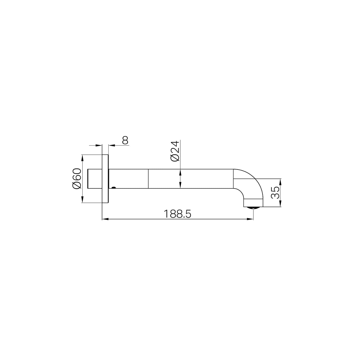 Mecca Basin/Bath Spout Only 185mm Gun Metal