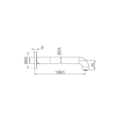 Mecca Basin/Bath Spout Only 185mm Brushed Bronze