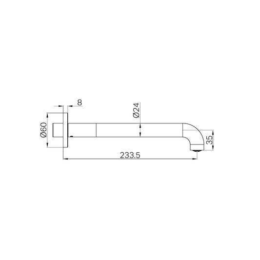 Mecca Basin/Bath Spout Only 230mm Gun Metal