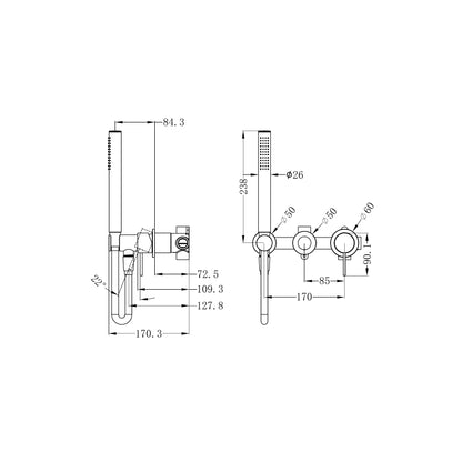Mecca Shower Mixer With Diverter System Seperate Back Plate Matte White