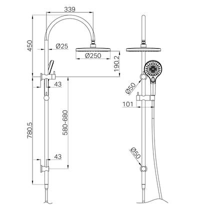 Mecca Twin Shower Gun Metal
