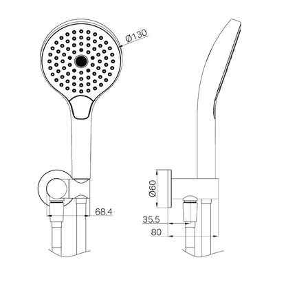 Mecca Shower On Bracket With Air Shower II Matte Black