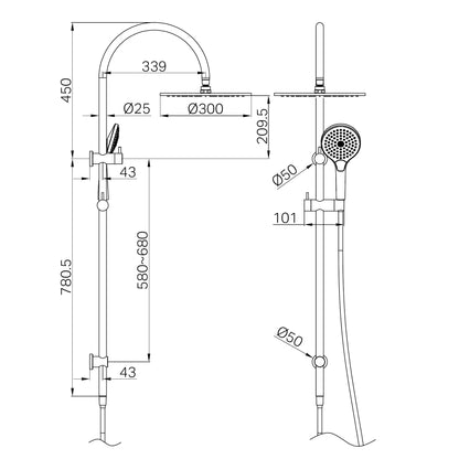 Mecca Twin Shower With Air Shower II Matte Black