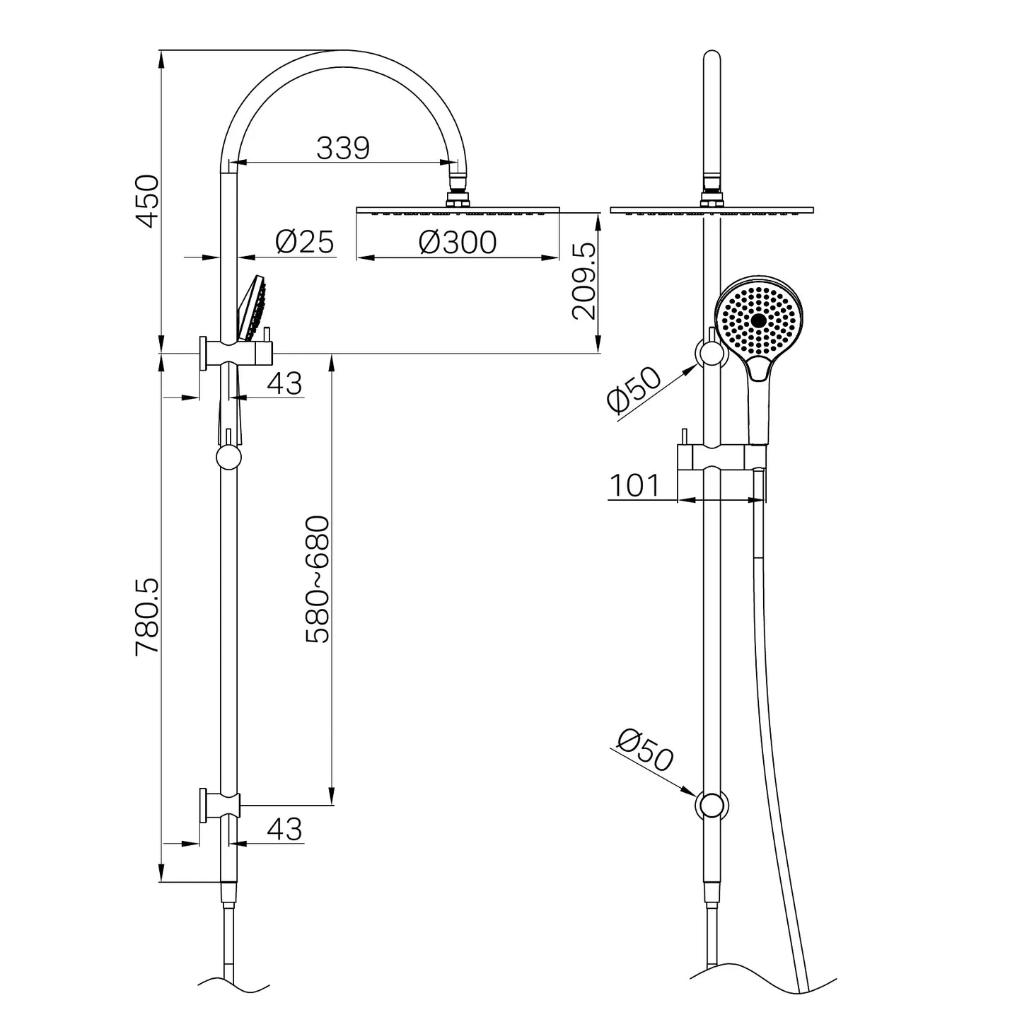 Mecca Twin Shower With Air Shower II Brushed Nickel