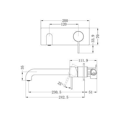 Mecca Wall Basin Mixer 230mm Spout Matte White