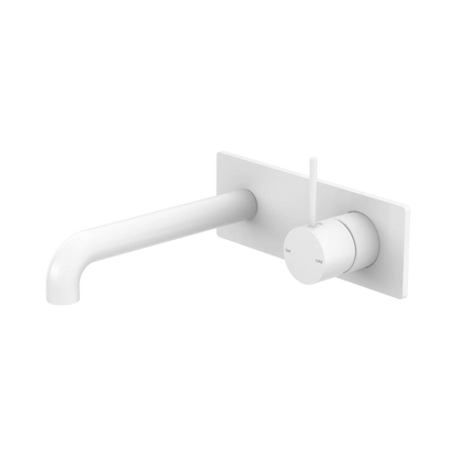 Mecca Wall Basin Mixer Handle Up 185mm Spout Matte White