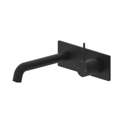Mecca Wall Basin Mixer Handle Up 230mm Spout Matte Black