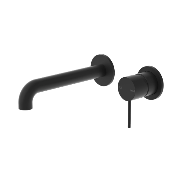 Mecca Wall Basin Mixer Separate Back Plate 185mm Spout Matte Black