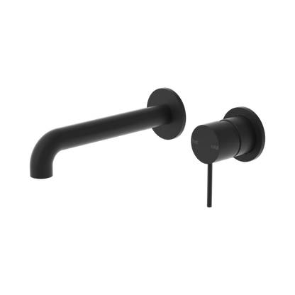 Mecca Wall Basin Mixer Separate Back Plate 185mm Spout Matte Black