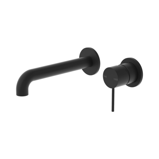 Mecca Wall Basin Mixer Separate Back Plate 185mm Spout Matte Black