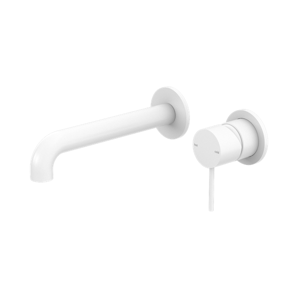 Mecca Wall Basin Mixer Separate Back Plate 185mm Spout Matte White