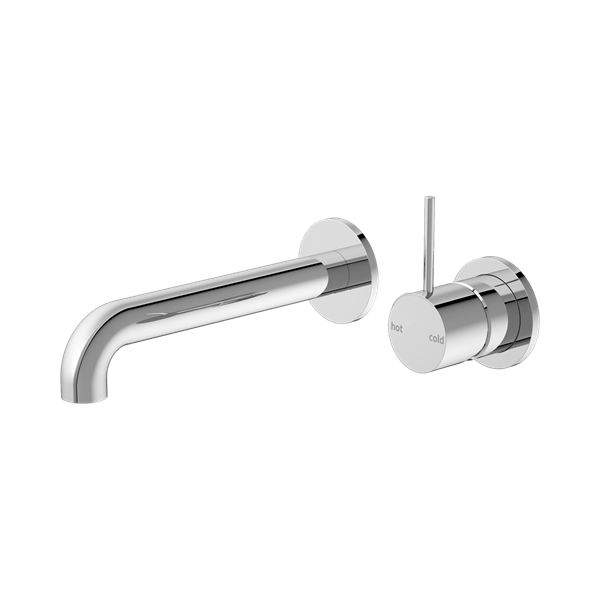 Mecca Wall Basin Mixer Separate Back Plate Handle Up 185mm Spout Chrome
