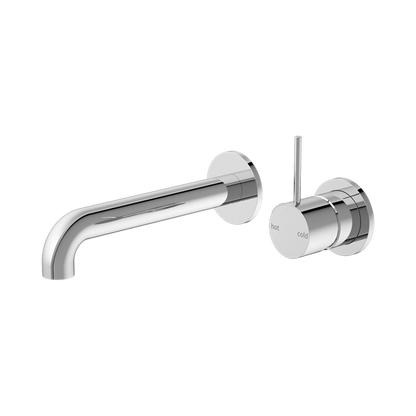 Mecca Wall Basin Mixer Separate Back Plate Handle Up 185mm Spout Chrome