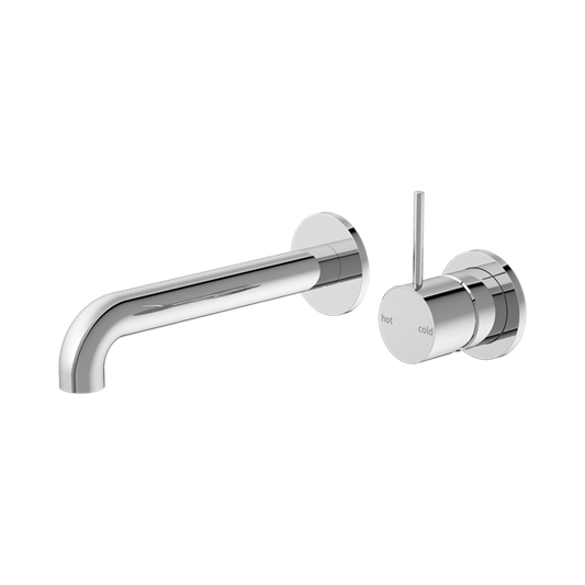 Mecca Wall Basin Mixer Separate Back Plate Handle Up 185mm Spout Chrome