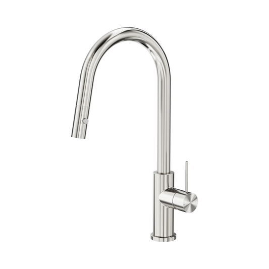 Mecca Pull Out Sink Mixer With Vegie Spray Function Brushed Nickel