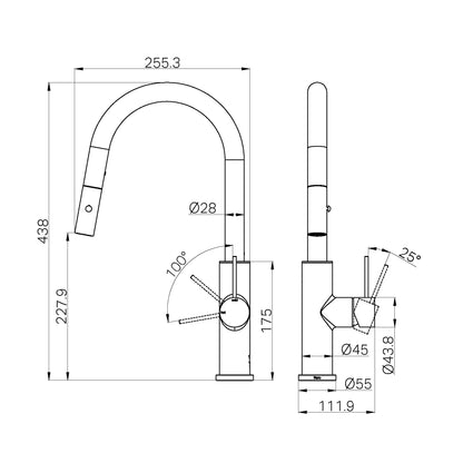 Mecca Smart Sensor Pull Out Kitchen Mixer Chrome