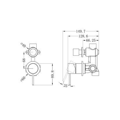 Mecca Shower Mixer With Diverter Separate Back Plate Chrome