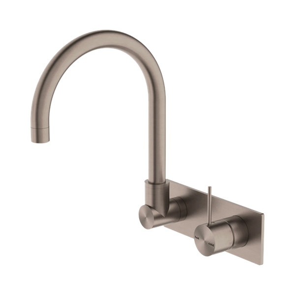 Mecca Wall Basin Mixer Swivel Spout Handle Up Brushed Bronze