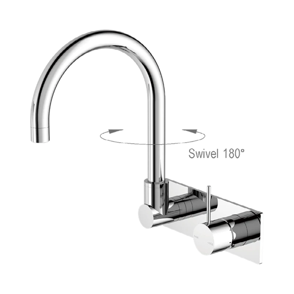 Mecca Wall Basin Mixer Swivel Spout Handle Up Chrome
