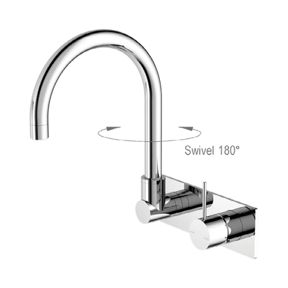 Mecca Wall Basin Mixer Swivel Spout Handle Up Chrome