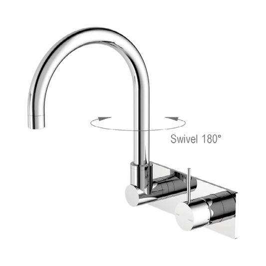Mecca Wall Basin Mixer Swivel Spout Handle Up Chrome