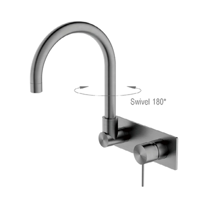 Mecca Wall Basin Mixer Swivel Spout Brushed Gold