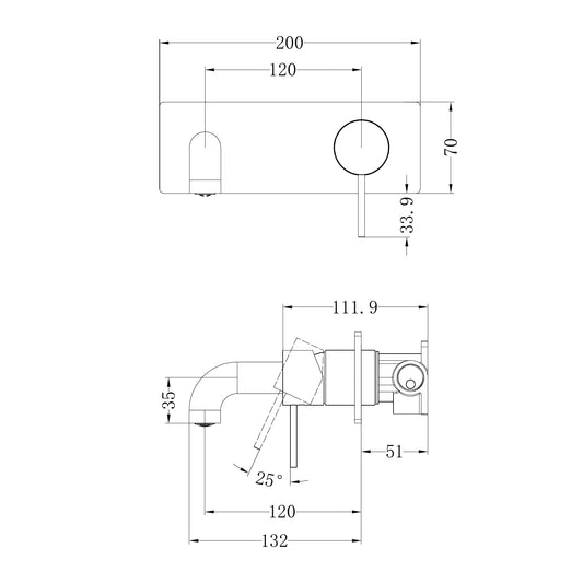 Mecca Wall Basin/Bath Mixer 120mm Trim Kits Only Chrome