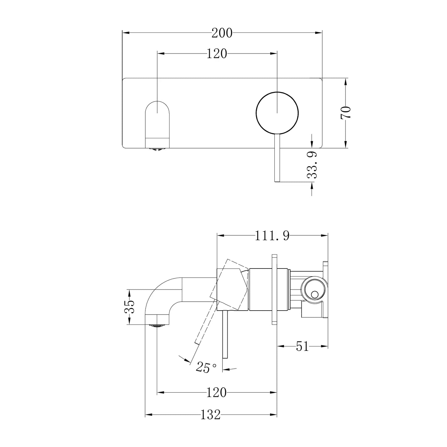 Mecca Wall Basin/Bath Mixer 120mm Trim Kits Only Matte White
