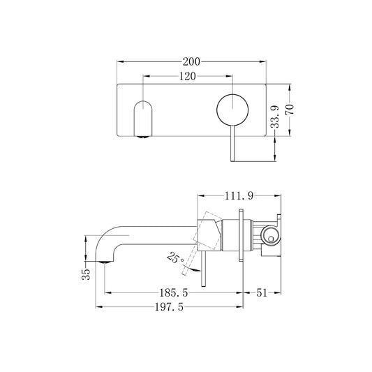 Mecca Wall Basin/Bath Mixer 185mm Chrome