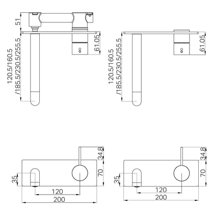 Mecca Wall Basin/Bath Mixer Handle Up 160mm Trim Kits Only Matte White