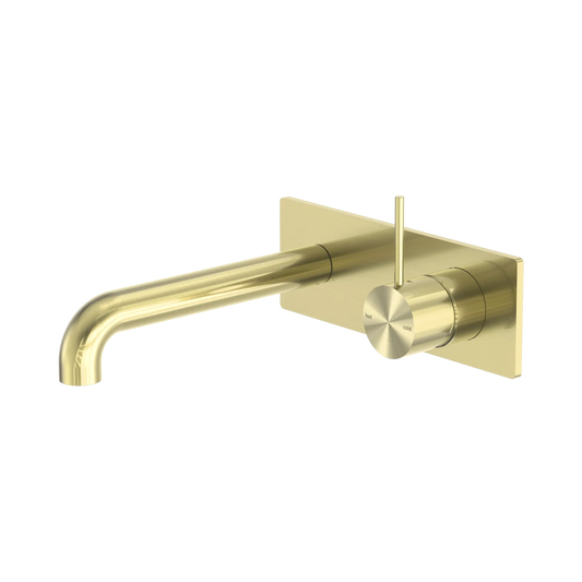 Mecca Wall Basin/Bath Mixer Handle Up 185mm Brushed Gold