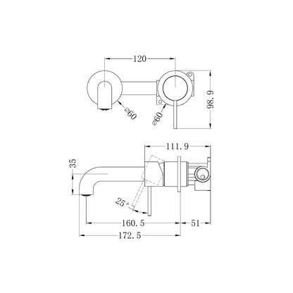 Mecca Wall Basin Mixer Separate Back Plate 160mm Spout Matte White