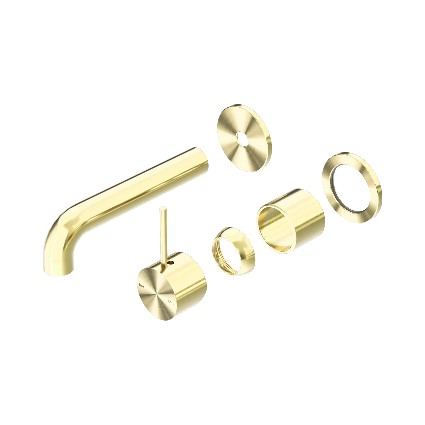 Mecca Wall Basin/Bath Mixer Separate Back Plate Handle Up 120mm Trim Kits Only Brushed Gold