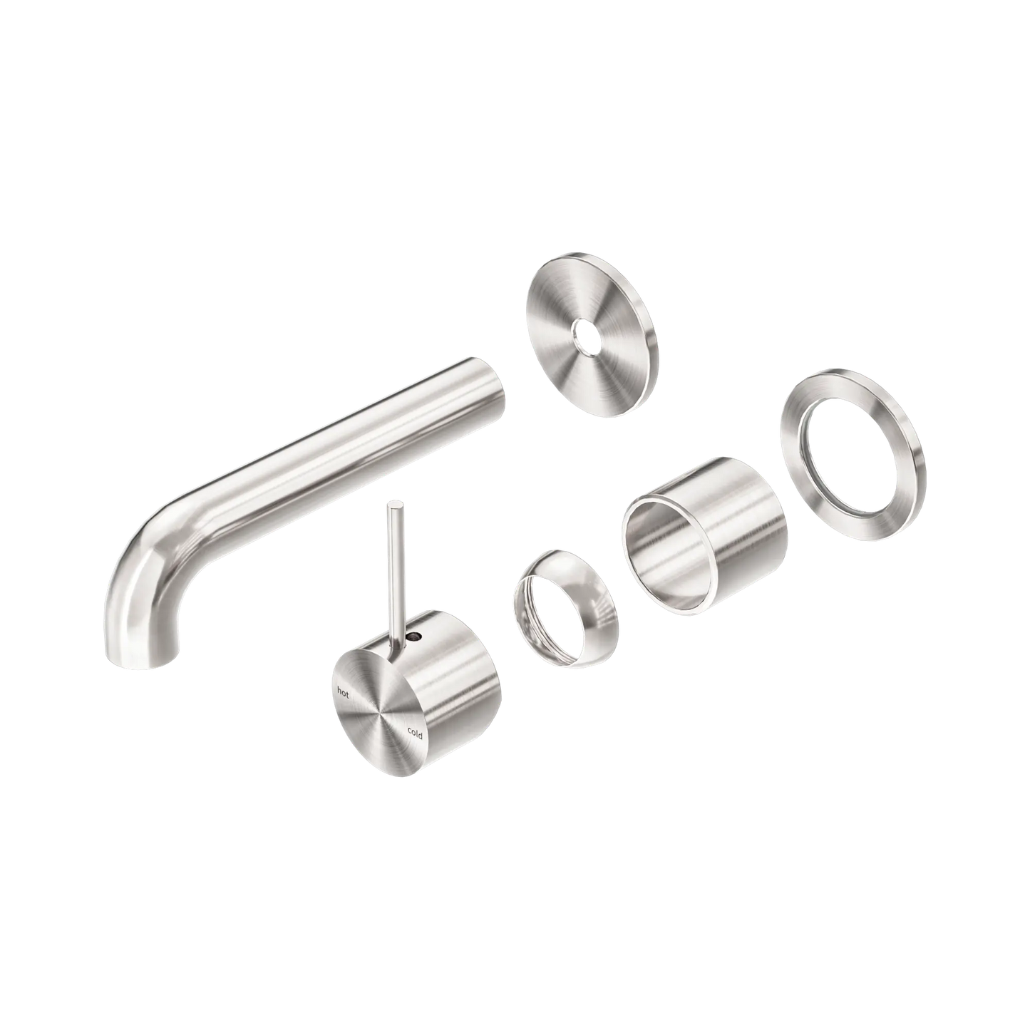 Mecca Wall Basin/Bath Mixer Separate Back Plate Handle Up 120mm Trim Kits Only Brushed Nickel