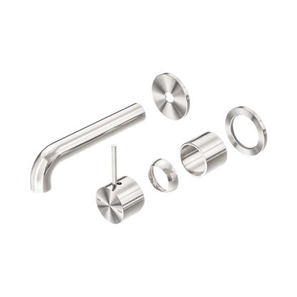Mecca Wall Basin/Bath Mixer Separate Back Plate Handle Up 120mm Trim Kits Only Brushed Nickel