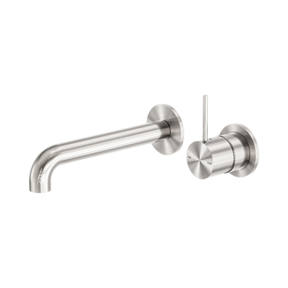 Mecca Wall Basin/Bath Mixer Separate Back Plate Handle Up 160mm Brushed Nickel
