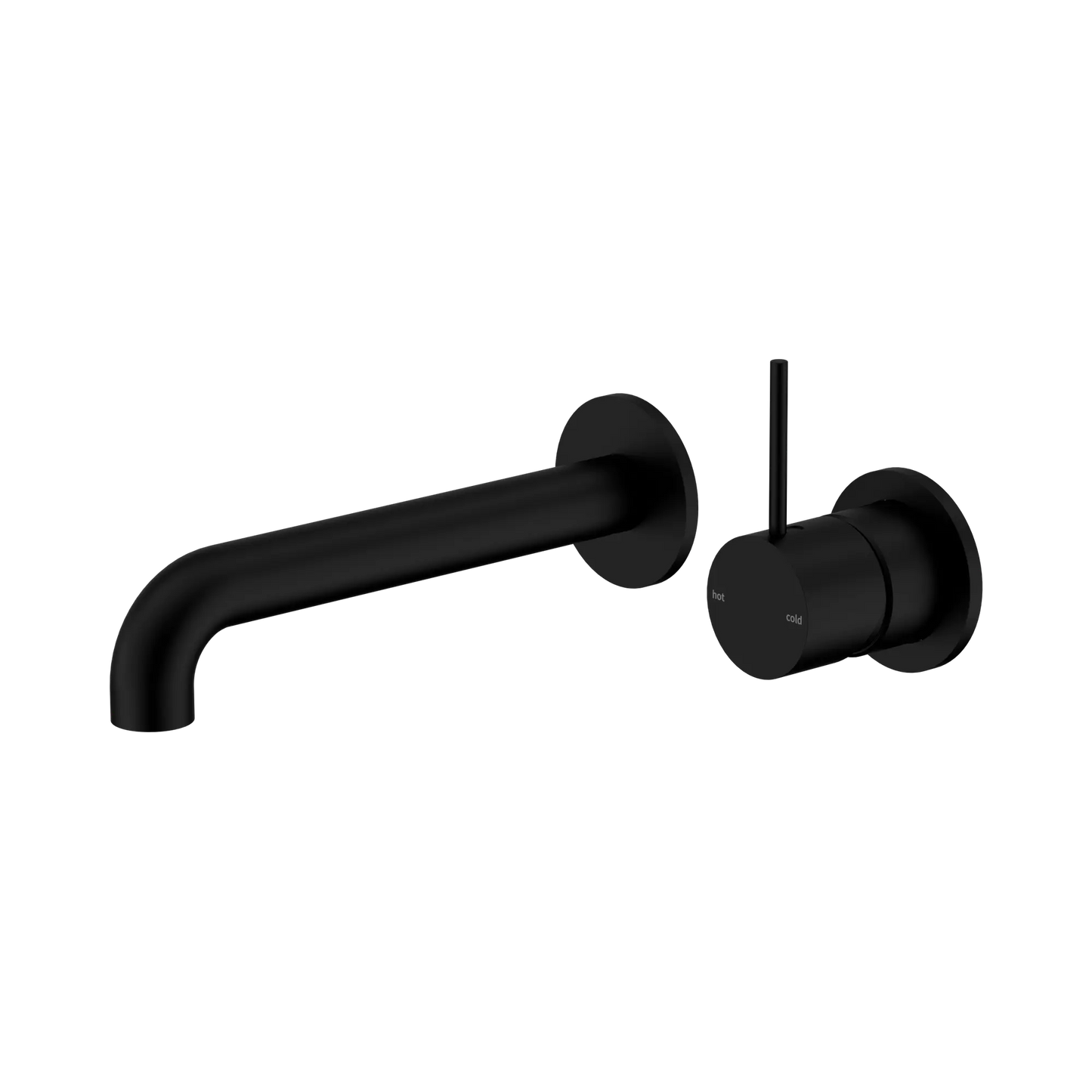 Mecca Wall Basin/Bath Mixer Separate Back Plate Handle Up 160mm Matte Black